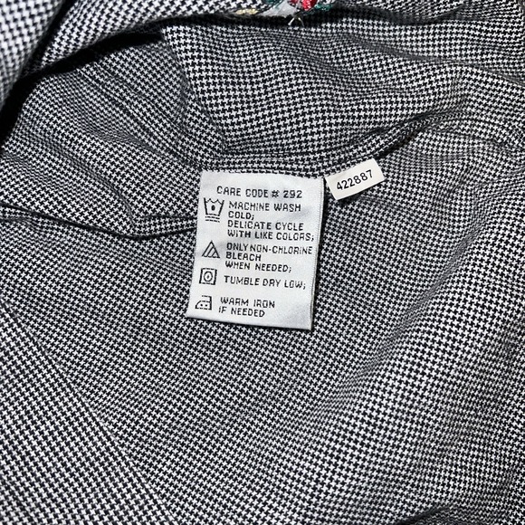 Casey & Max Vintage Christmas Shirt Embroidered Black White Houndstooth XL - Picture 4 of 4